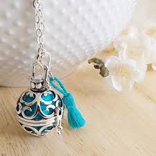 Bola de Grossesse Personnalisable Argentée Arabesques Turquoise