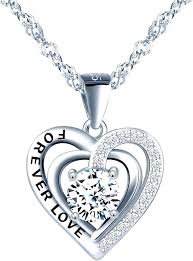 Pendentif Coeur Argent Incrusté de Brillant Classique