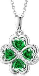 Collier Feuilles Sterling Émeraude - Élégance et Chance