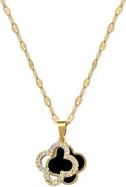 Pendentif Feuilles Inoxydable Incrusté - Élégance et Chance