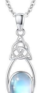 Collier Sterling Celtique avec Pendentif en Pierre de Lune