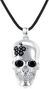 Collier en Argent Sterling avec Pendentif Tête de Mort pour Femme