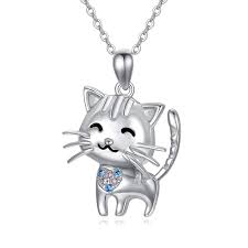 Collier Sterling Pendentif Enfants - Pendentif Chat Argent