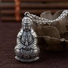 Pendentif Bouddha Guanyin en Argent Sterling pour Homme