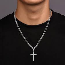 Pendentif Croix Homme YADOCA en Acier Inoxydable
