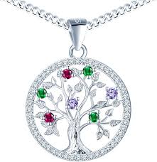 Collier Pendentif Cristaux Sterling Zircone - Arbre de Vie Femme