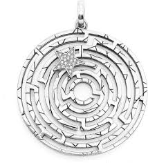 Pendentif Labyrinthe en Argent Sterling - Élégance Vintage