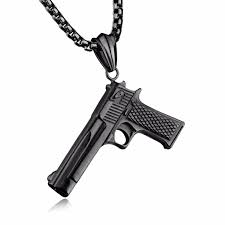Pendentif Collier Inoxydable Couleur Pistolet - Élégance et Audace