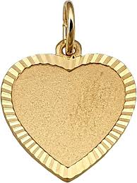 Pendentif Cœur Véritable Gravure Jaune - Élégance et Amour