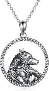 Collier Câlinant en Argent avec Pendentif Loup