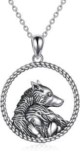 Collier Câlinant en Argent avec Pendentif Loup