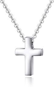 Collier Inoxydable Petite Enfants Garçons avec Pendentif Croix