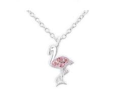 Collier Pendentif Flamant Rose en Argent Sterling avec Cristaux