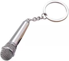 Porte Clés Personnalisé Microphone Accessoire - Pendentif Micro Argent