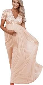 Robe de Cérémonie Maternité en Dentelle Élégante