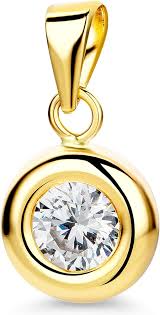 Pendentif en Or Jaune avec Pierre Zircon pour Femme - Élégance et Brillance