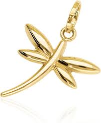 Pendentif Libellule Jaune en Or 14K - Élégance et Raffinement