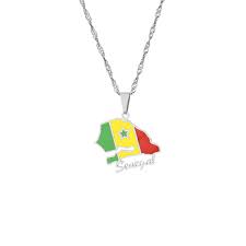 Collier Pendentif Carte Drapeau Sénégal – Élevez votre style avec fierté