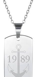 Pendentif Personnalisé D'identité Majuscules pour Homme - Gravure Élégante