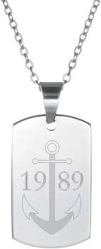 Pendentif Personnalisé D'identité Majuscules pour Homme - Gravure Élégante