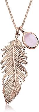 Collier Elli en Argent Plaqué avec Pendentif Plume Rose - Élégance et Douceur