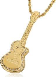 Pendentif Guitare en Inoxydable avec Diamants - Élégance et Passion