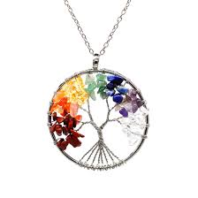 Collier Pendentif Chakra en Cristal de Cuivre - Arbre de Vie