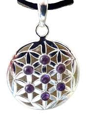 Pendentif Fleur de Vie en Améthyste et Argent - Élégance Spirituelle