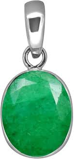 Médaille en Argent Sterling avec Émeraude Véritable pour Homme
