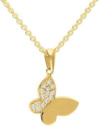 Pendentif Papillon en Or Jaune avec Zircone - Élégance et Charme