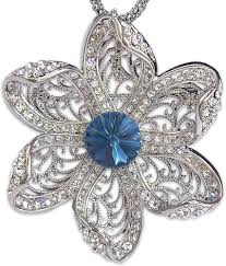 Pendentif Fleur en Inoxydable avec Cristaux Swarovski