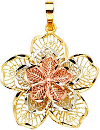 Pendentif Jaune Carats Blanc Filigrane - Élégance Florale