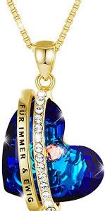 Pendentif Swarovski® Élégant Pochette Brillante - Coeur Bleu pour Femme