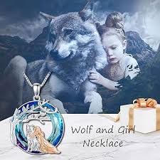 Collier Pendentif D'Anniversaire ROMANTICWORK en Argent Sterling - Pendentif Chien Loup