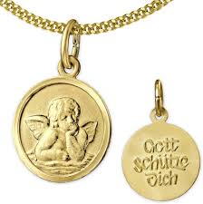 Pendentif Enfant Protection en Plaque Or - Élégance et Sécurité