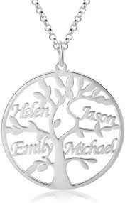Pendentif Généalogique en Argent Personnalisé - Arbre de Vie