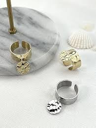 Bague Breloque Ajustable Martelée Inoxydable - Élégance et Confort