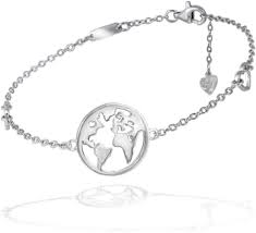 Collier Pendentif Argent Longueur Anniversaire - Pendentif Map Monde