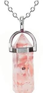 Pendentif Hexagonal en Quartz Rose - Élégance Naturelle