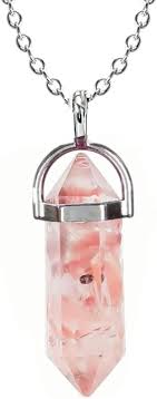 Pendentif Hexagonal en Quartz Rose - Élégance Naturelle