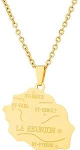 Collier Pendentif Carte Réunion - Un Bijou Unique