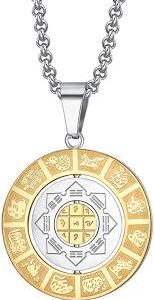 Pendentif Horoscope Chinois Zodiaque en Acier Inoxydable