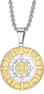 Pendentif Horoscope Chinois Zodiaque en Acier Inoxydable