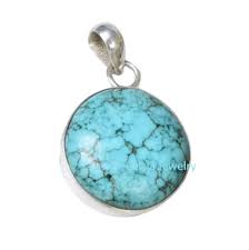 Pendentif Précieuse en Turquoise Naturelle en Argent
