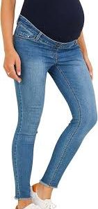 Jean Slim de Grossesse Avec Accrocs - Confort et Style pour les Futures Mamans