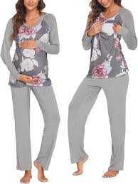 Ensemble de Pyjama Maternité pour Allaitement à l'Hôpital - Ekouaer