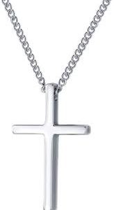 Collier Chrétien avec Pendentif Croix en Argent Inoxydable