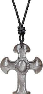 Pendentif Croix Obsidienne Unisexe - Élégance et Protection