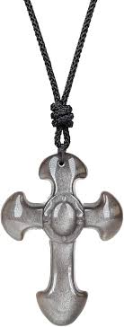 Pendentif Croix Obsidienne Unisexe - Élégance et Protection