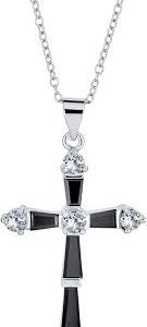 Pendentif Croix Pierre - Naissance d'Octobre en Argent Sterling